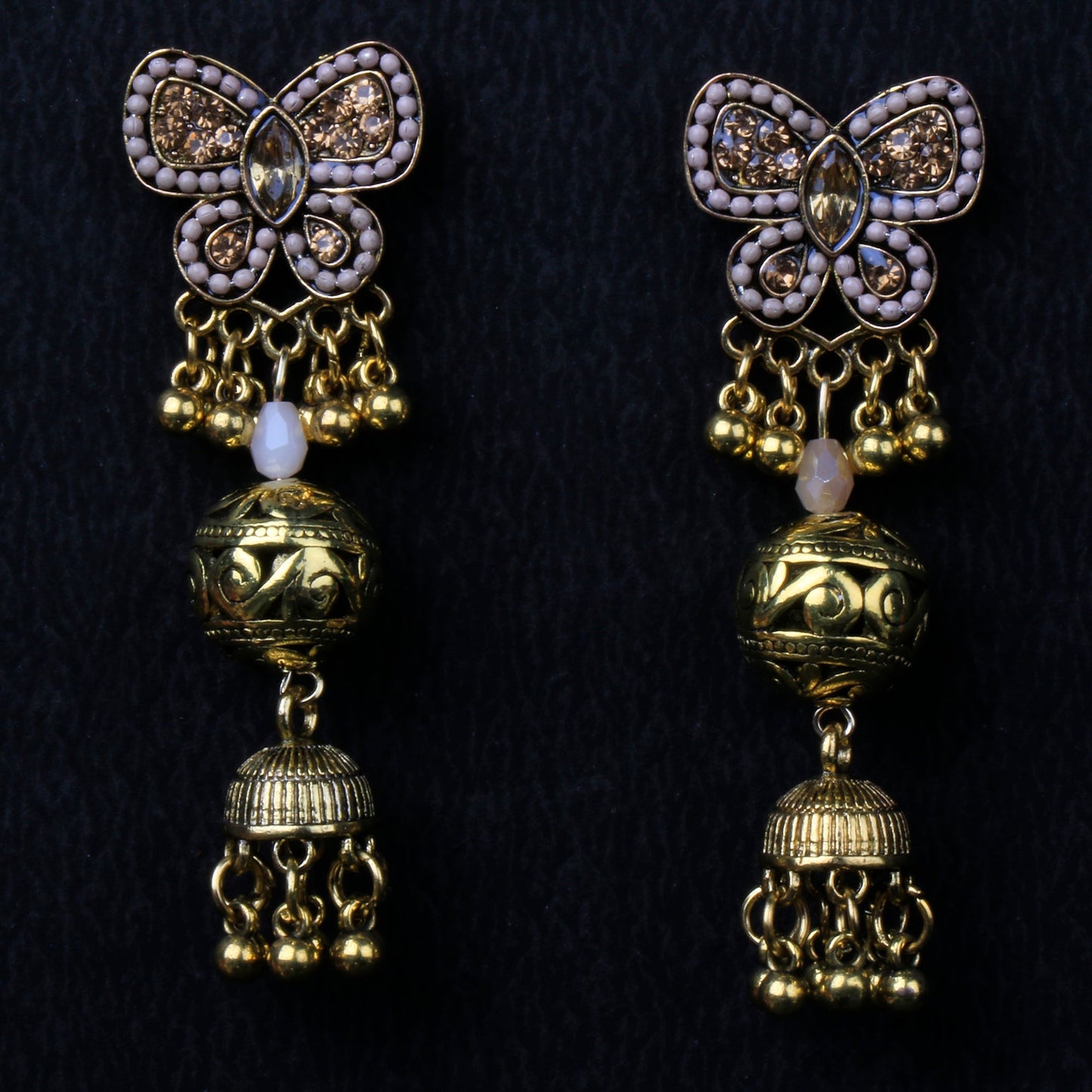 Butterfly loom- Pearl framed jhumka Earrings