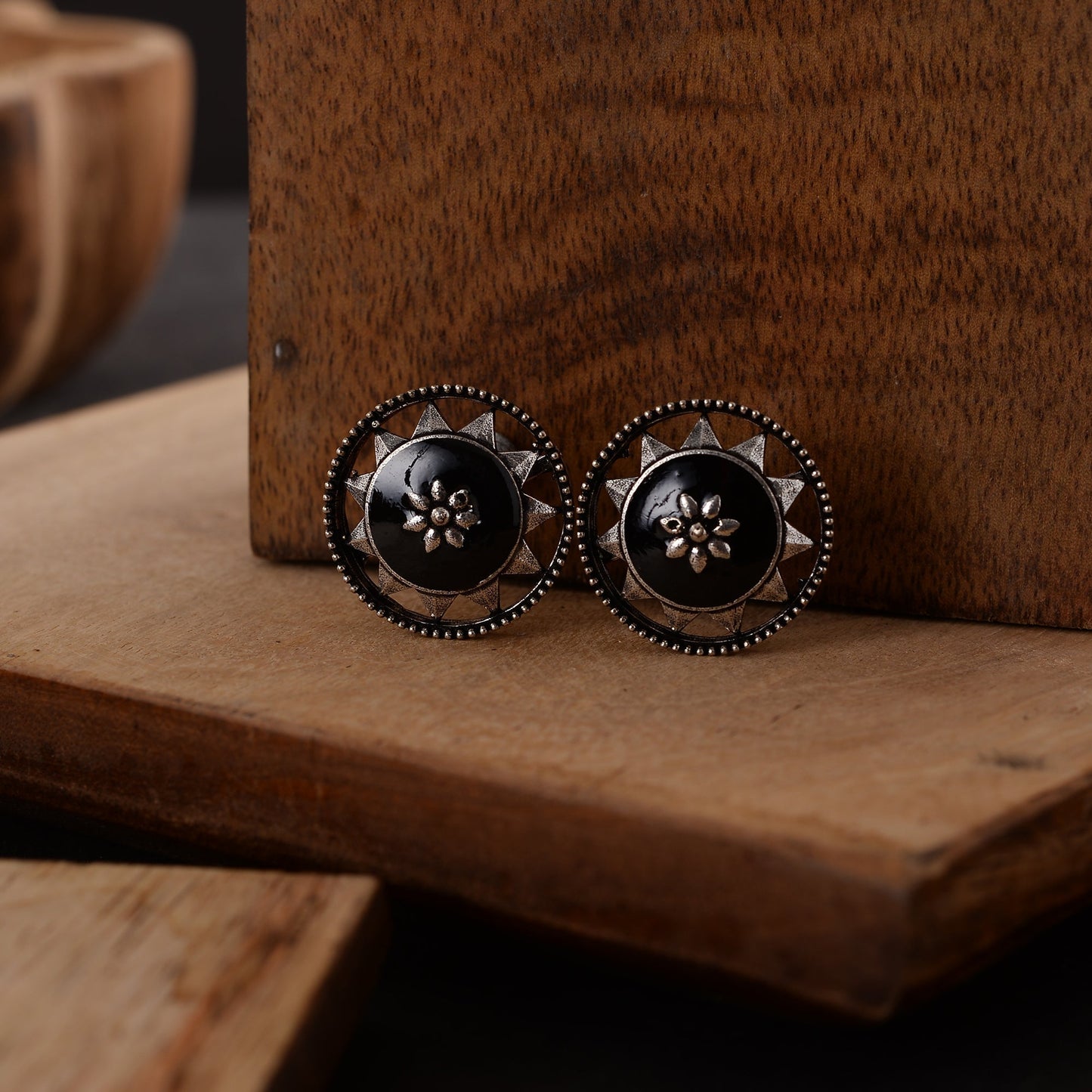 Ratrisara- Silver Brass Stone-Studded Stud Earrings