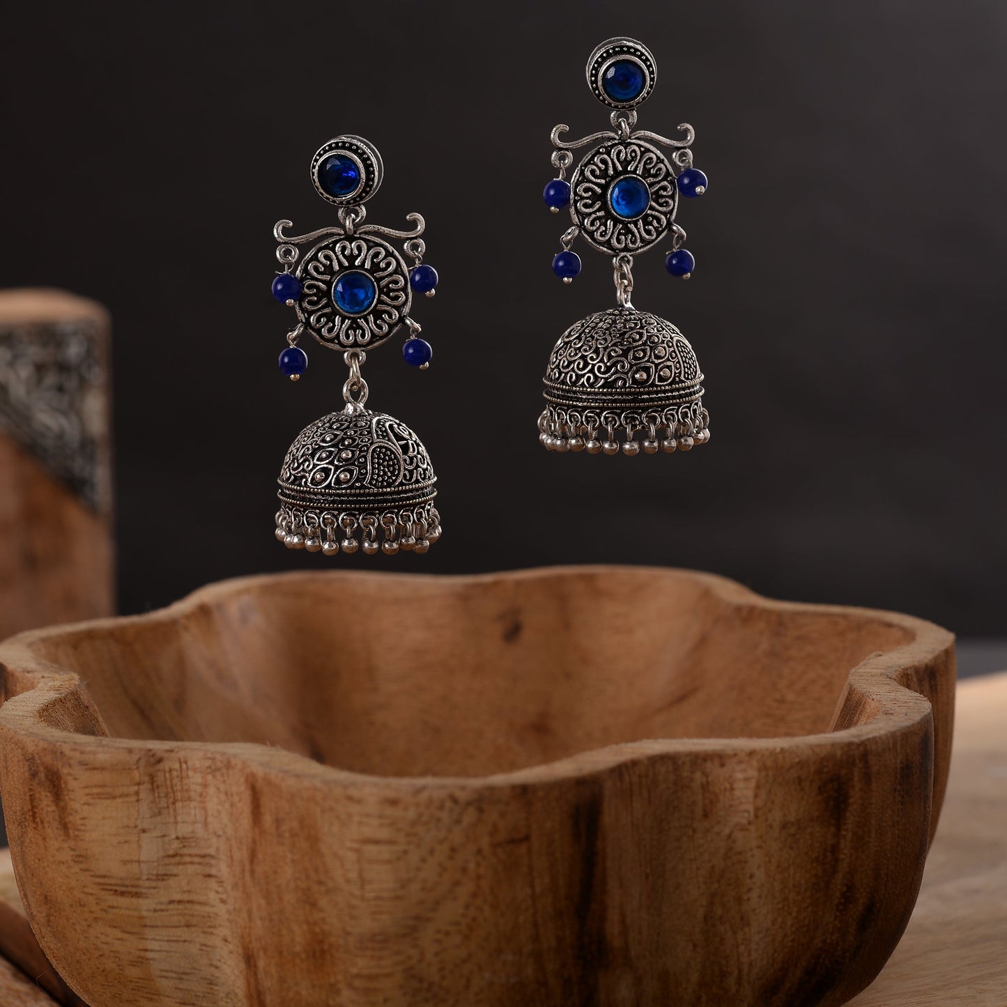 Mallika- Silver Toned Brass Jhumka Earrings