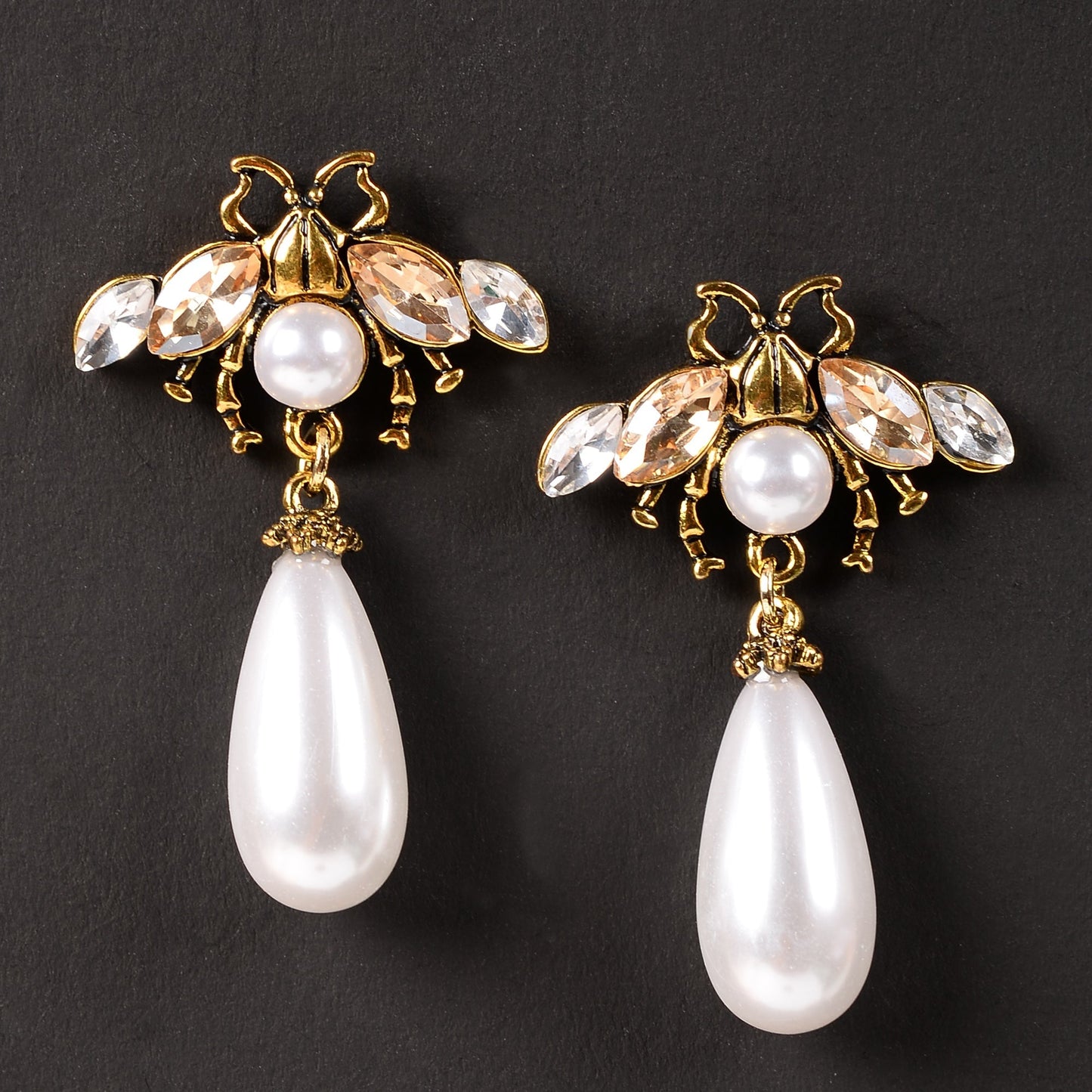 Luna Thread- Hanging pearl dangler earrings
