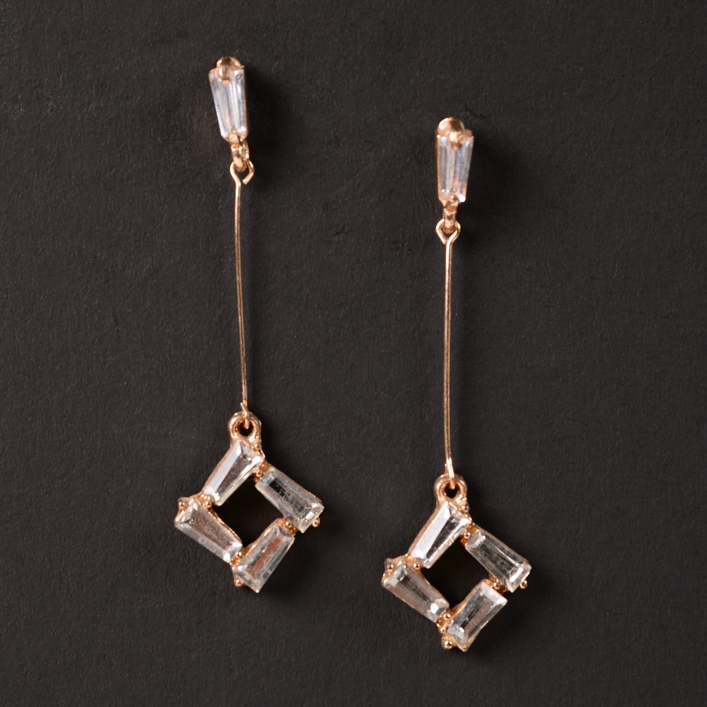Midnight Gleam- Stone studded dangler earrings