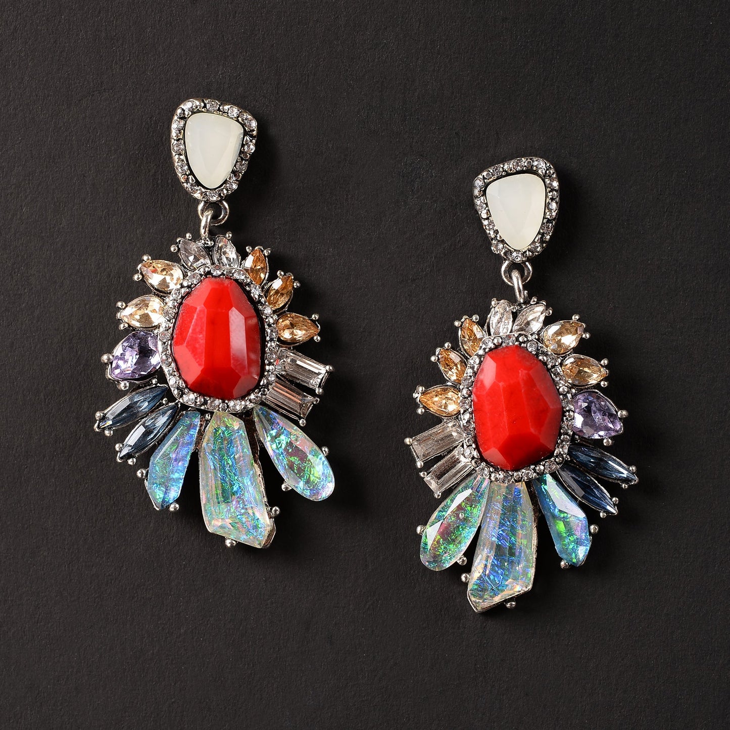 Luna Plume- Stone studded dangler earrings