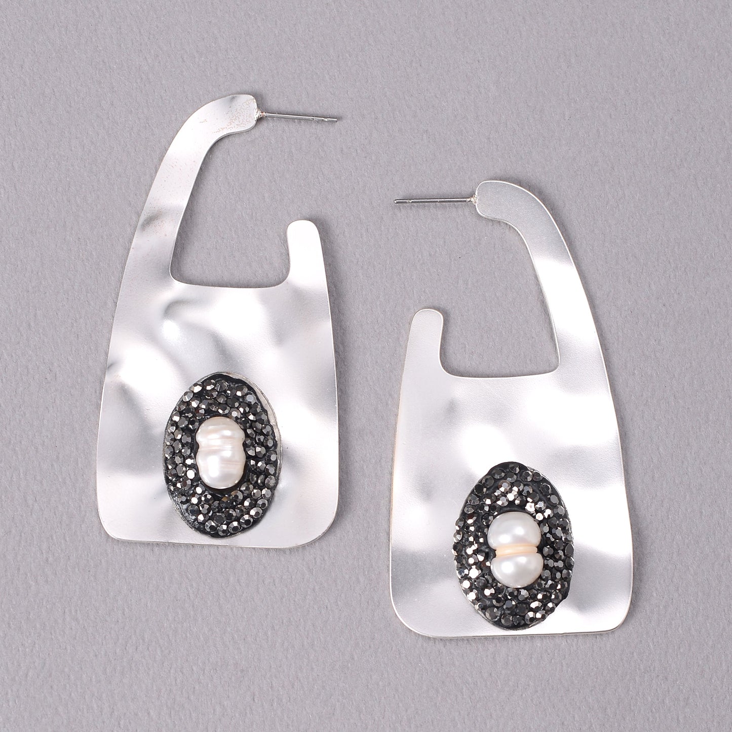 Metal Weave- Stone studded dangler earrings