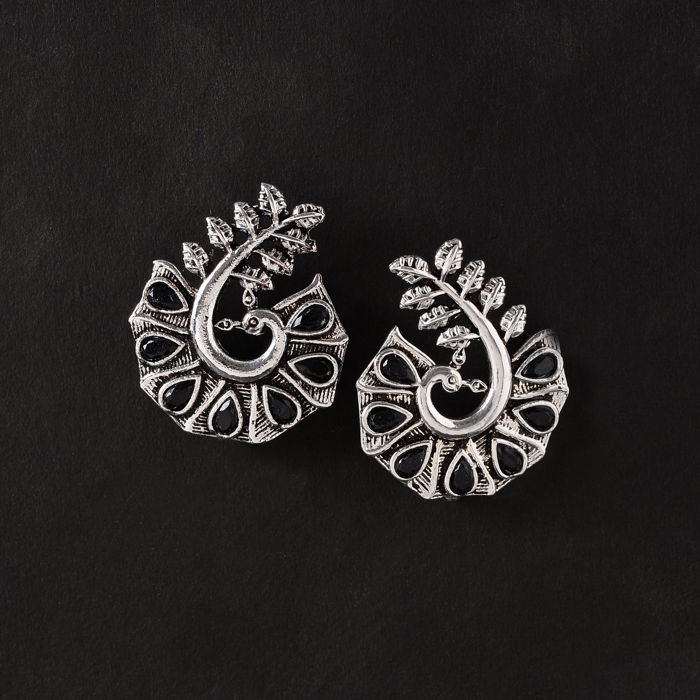 Peacock pearl- Stone syudded peaccock shaped studs earring