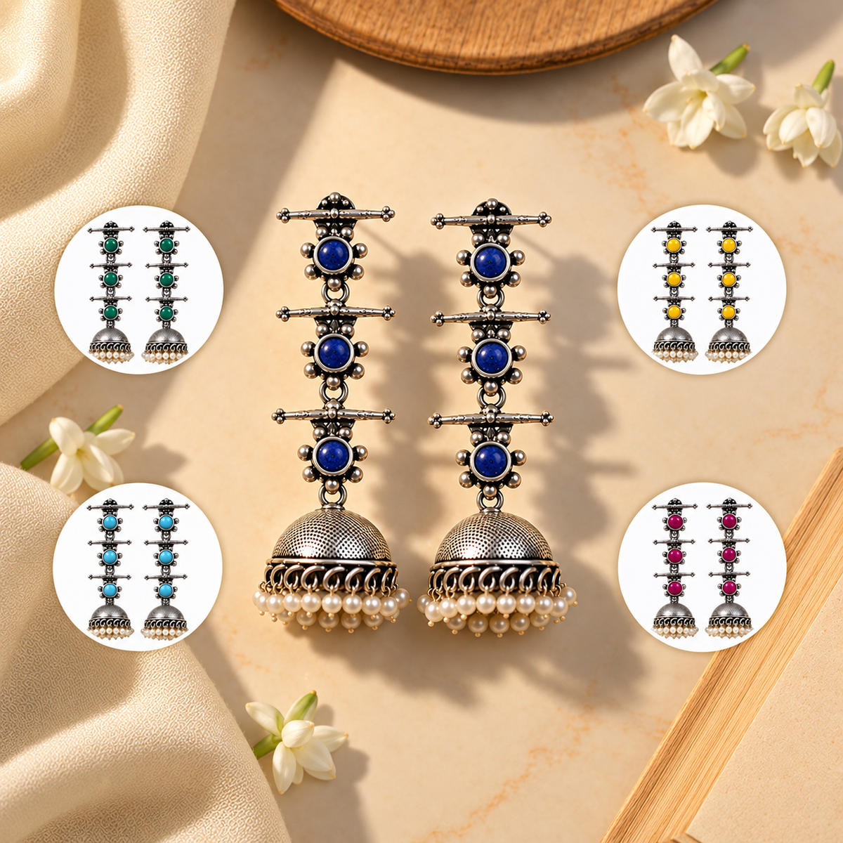 Royal Triple Bell Layered Earrings