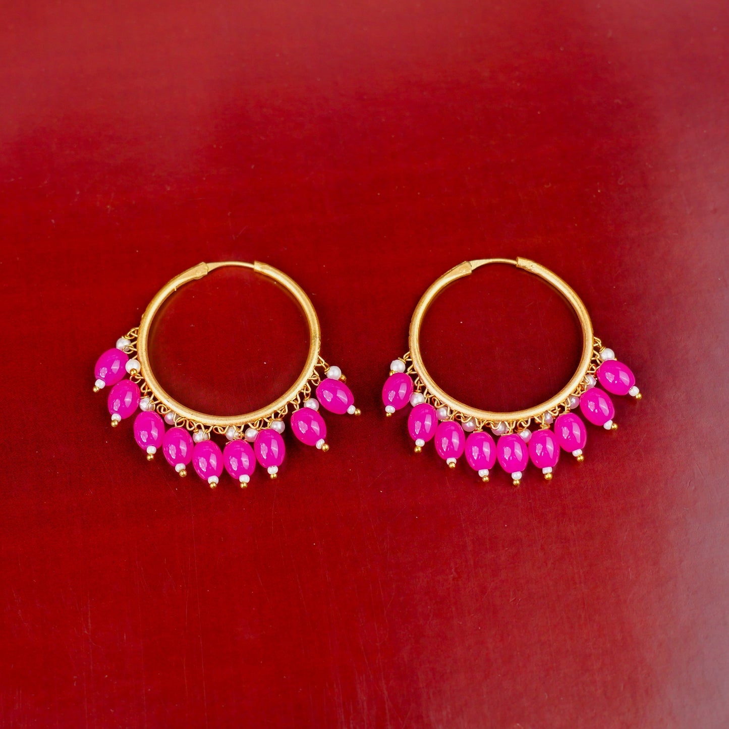 Zoya – Hanging Pearl Hoop Earrings