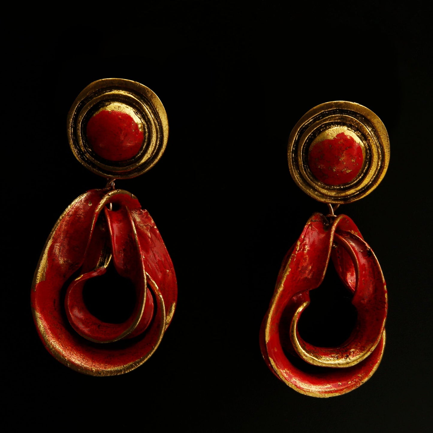 Rosy Rdiance- Golden and red plated dangler earrings