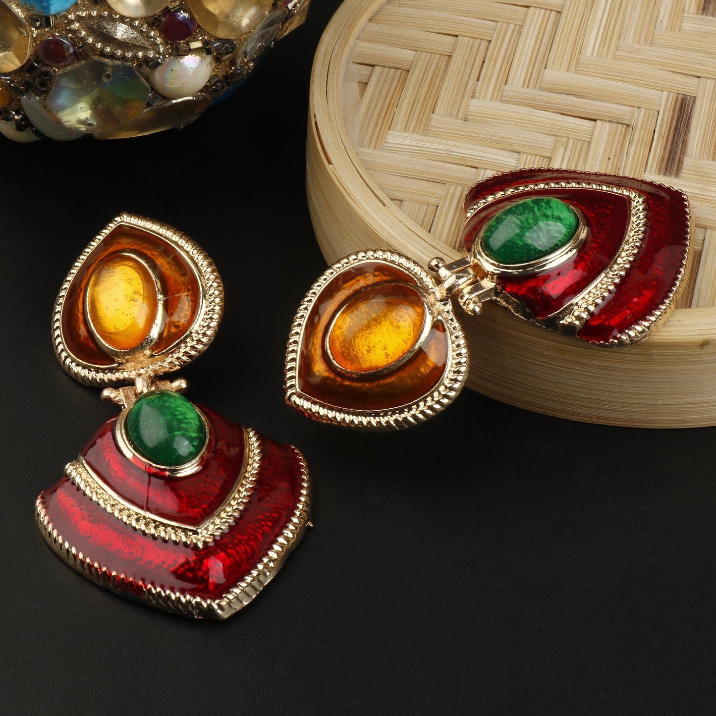 regal stones- Stone studded dangler earrings