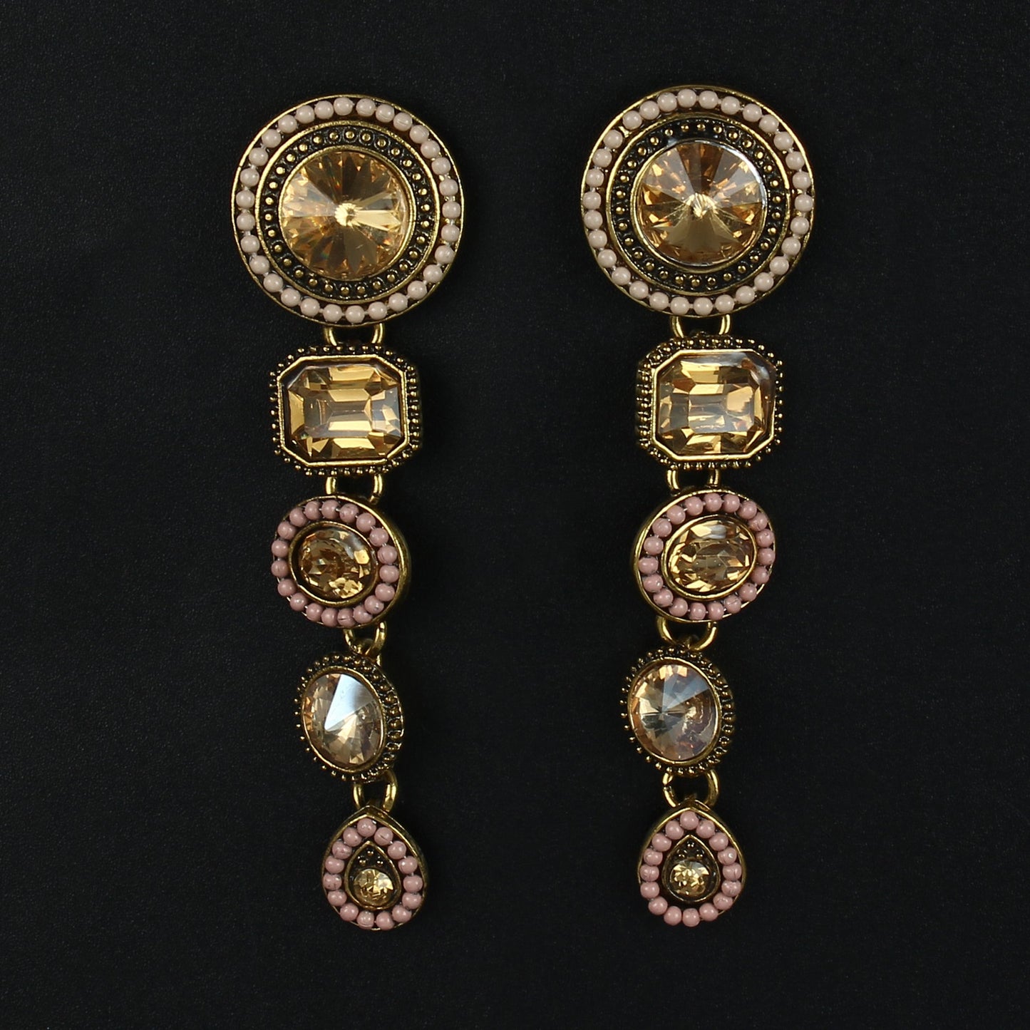 Gleam Drop- Stone studded dangler earrings