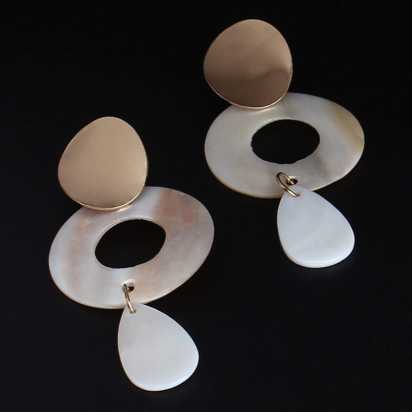 Golden Curve- Marble texture Dangler earrings