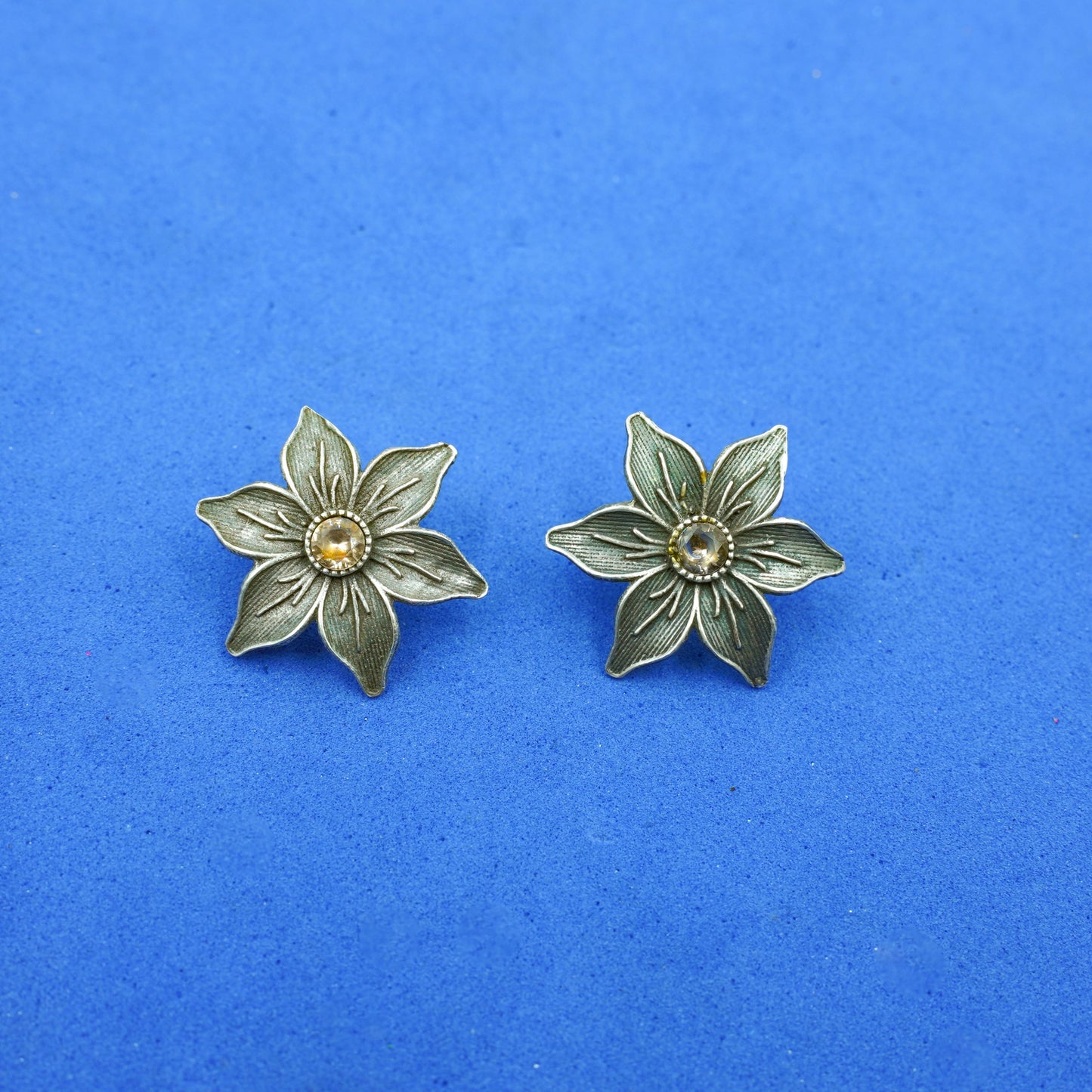 Juhi- Silver Brass Stone-Studded Stud Earrings