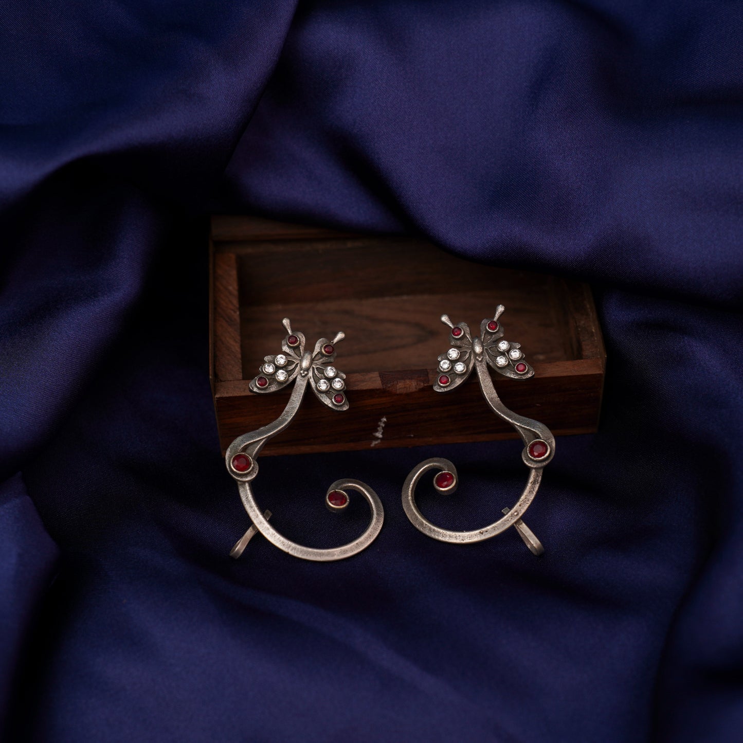 Shyamroop- Silver Brass Oxidised Stud Earrings