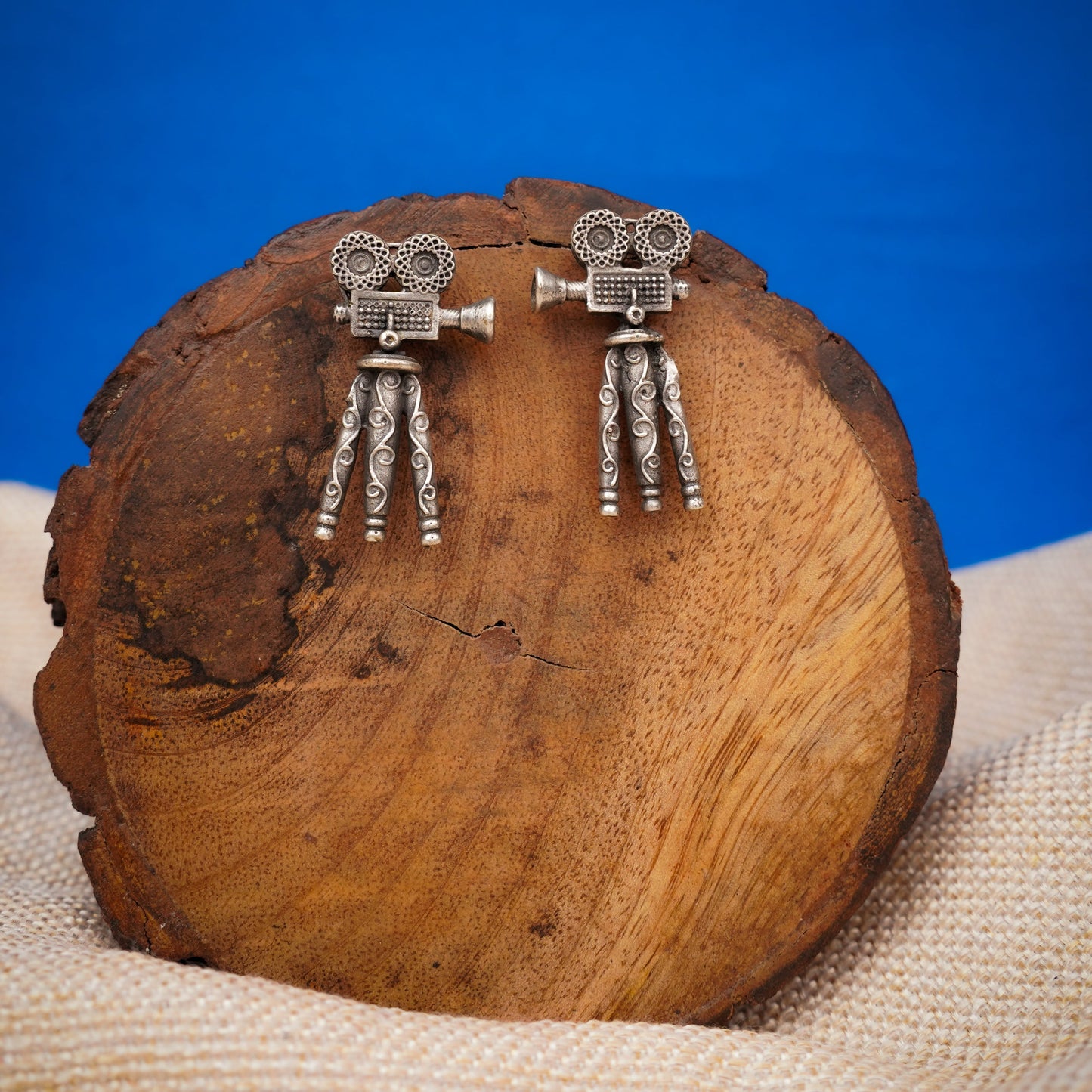 Tasveer- Silver Brass oxidised stud earrings