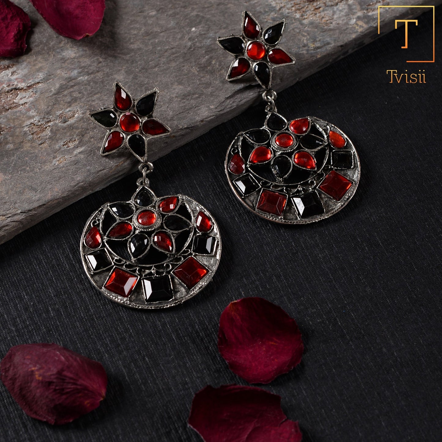 Moonstone beauty- stone studded dangler earrings