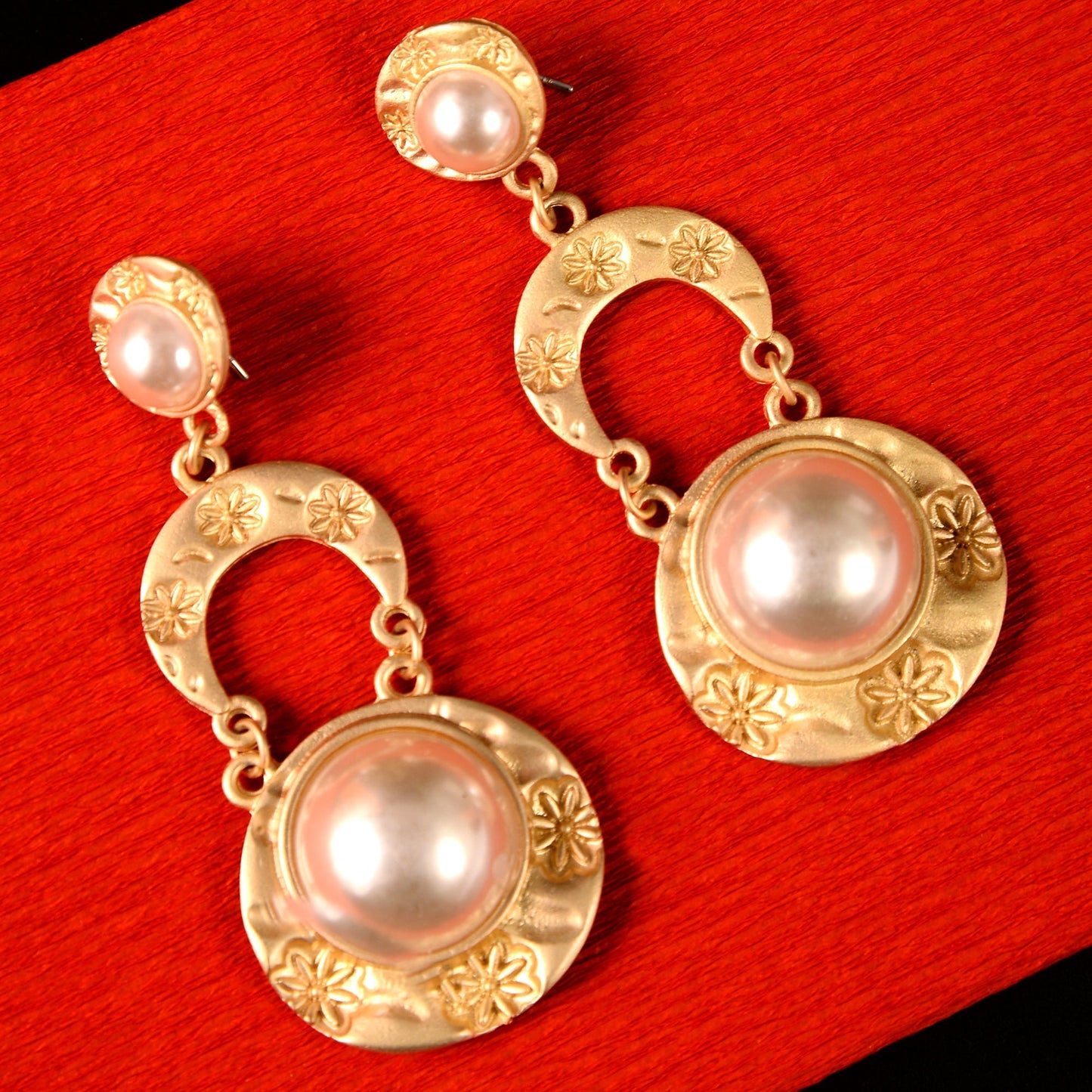 Rose Tropic- Stone studded dangler earrings