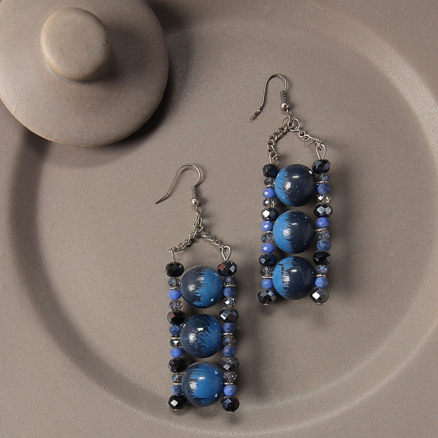 Pearl Locked- Beaded Framed Dangler earrings