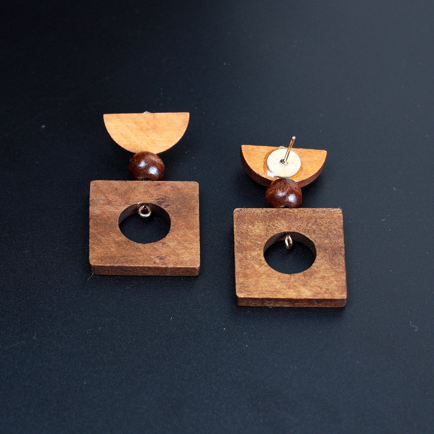 Geo Rush- Wooden dangler earrings