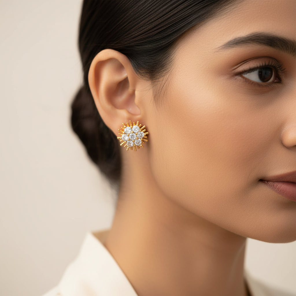 Auriellea- Stone Studded Zirconia Stud Earrings