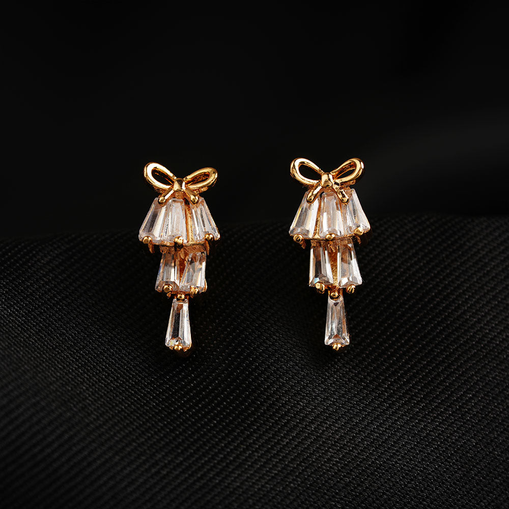 Aurestella- Stone Studded Zirconia Stud Earrings