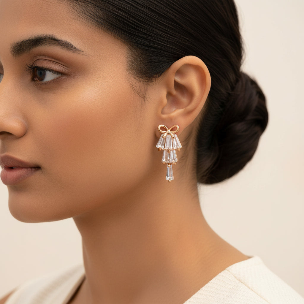 Aurestella- Stone Studded Zirconia Stud Earrings