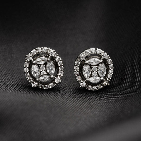 Lunaria Bloom- Stone Studded Zirconia Stud Earrings