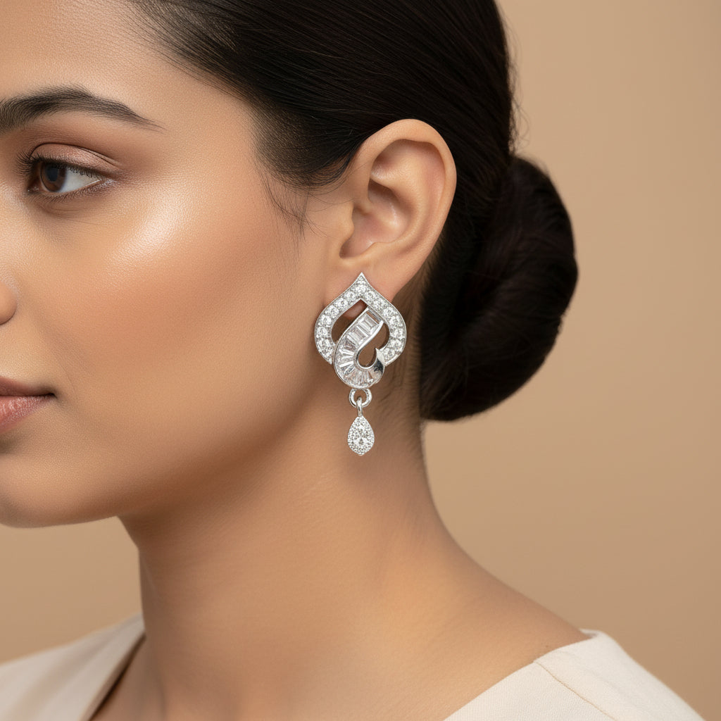 Noctavia- Stone Studded Zirconia Dangler Earrings