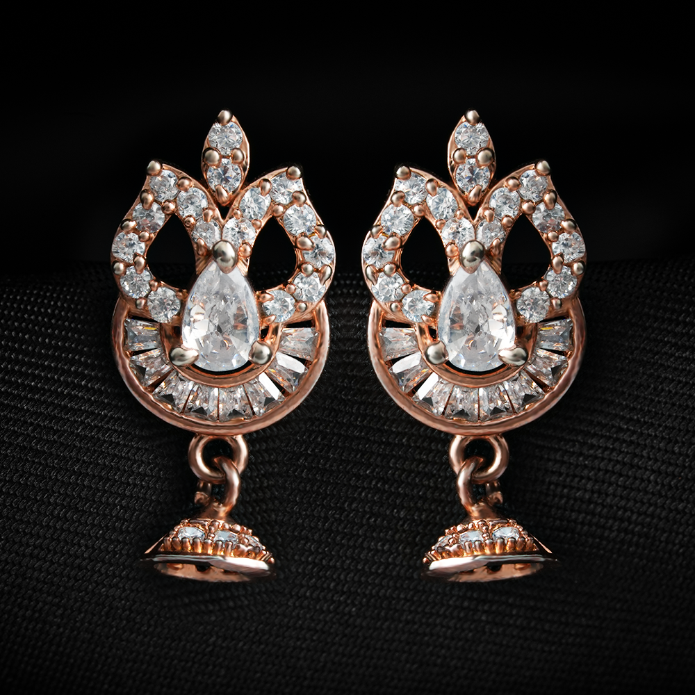 Aurelienne- Stone Studded Zirconia Dangler Earrings