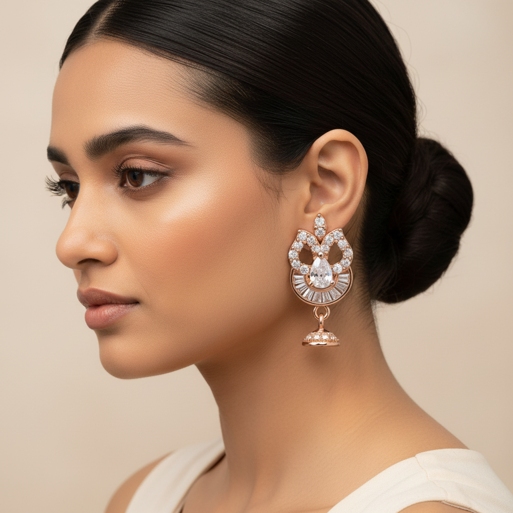 Aurelienne- Stone Studded Zirconia Dangler Earrings