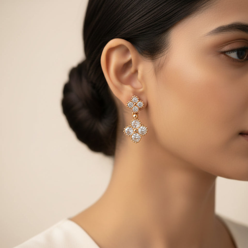 Aurivelle- Stone Studded Zirconia Dangler Earrings