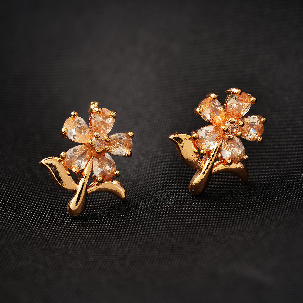 Auroline- Stone Studded Zirconia Stud Earrings