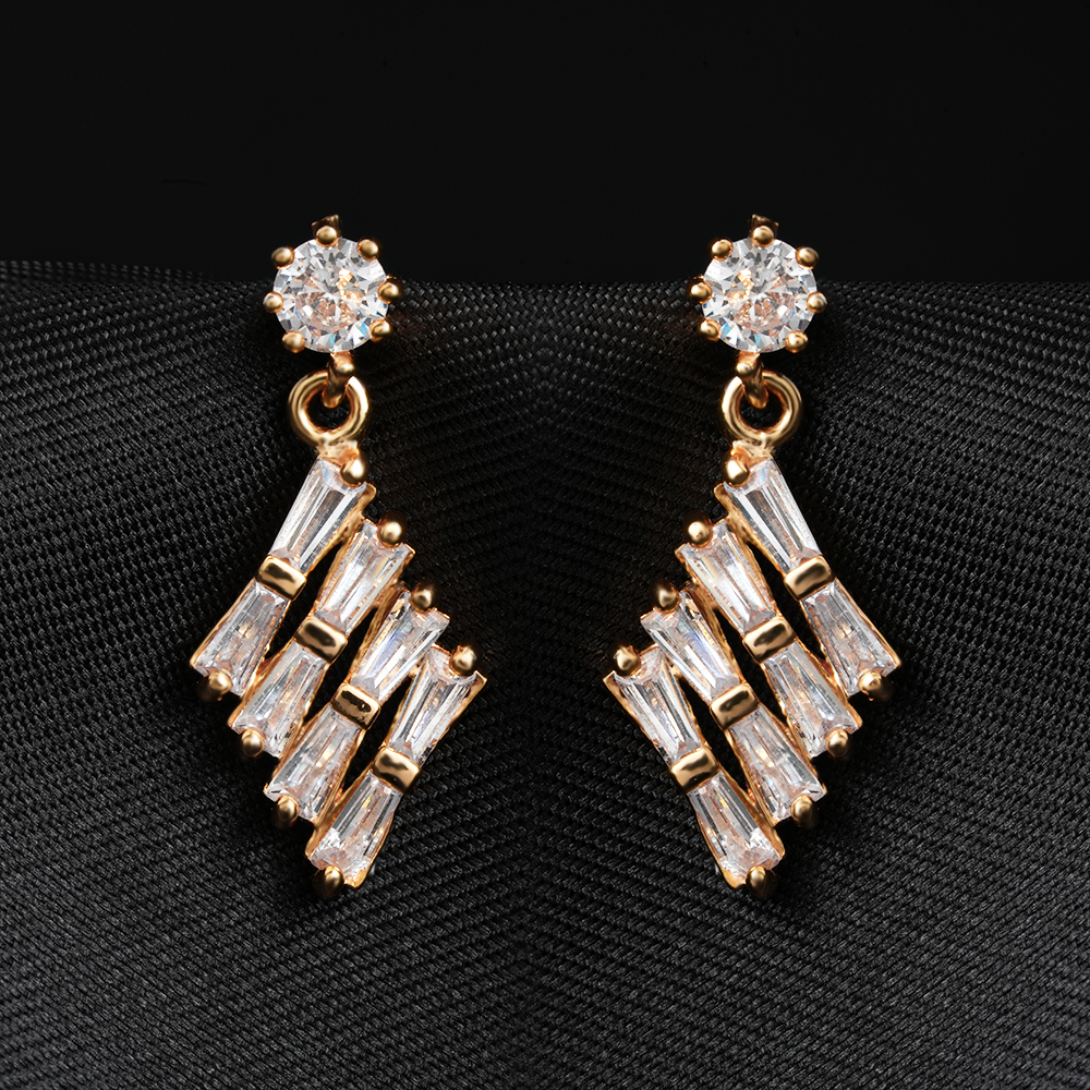 Lunara Mist- Stone Studded Zirconia Dangler Earrings