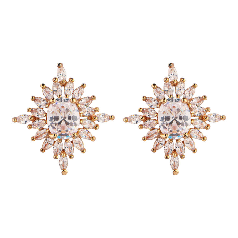 Lysoria- Stone Studded Zirconia Stud Earrings