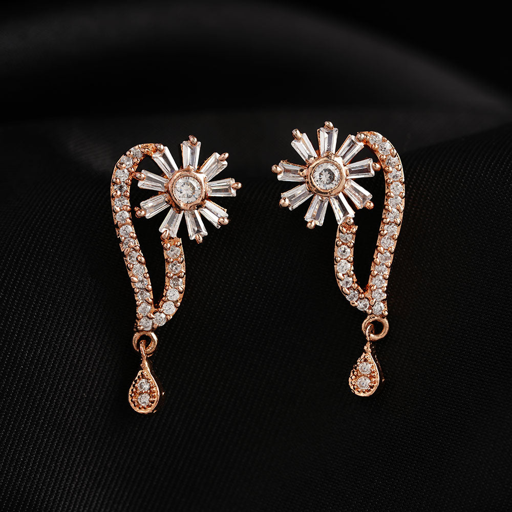 Celunelle- Stone Studded Zirconia Dangler Earrings
