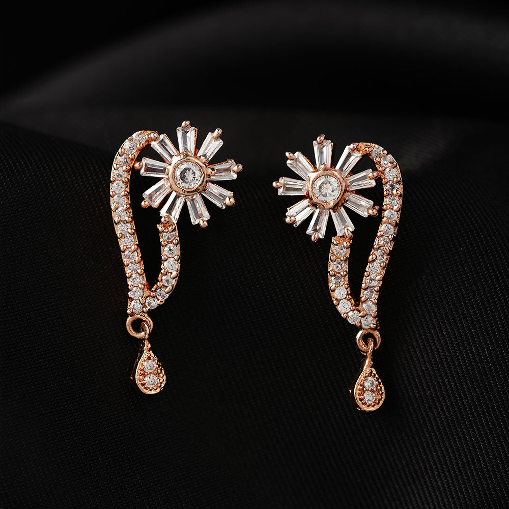 Celunelle- Stone Studded Zirconia Dangler Earrings