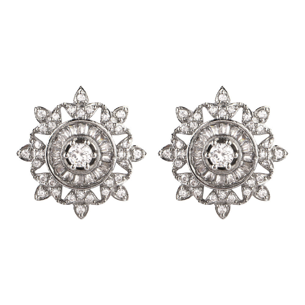 Moonisse- Stone Studded Zirconia Stud Earrings