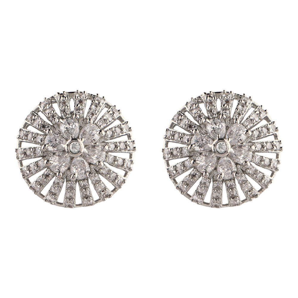 Seluneva- Stone Studded Zirconia Stud Earrings