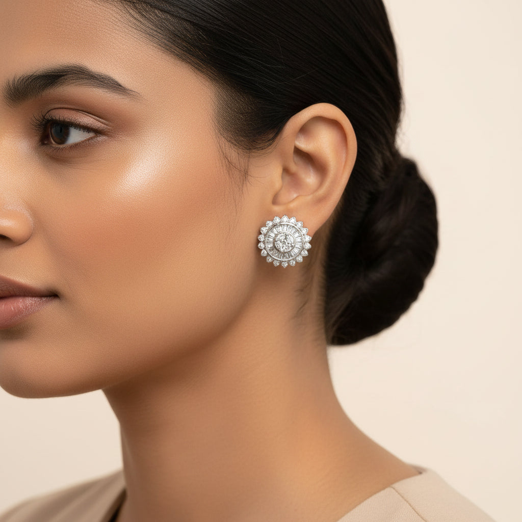 Stariva- Stone Studded Zirconia Stud Earrings
