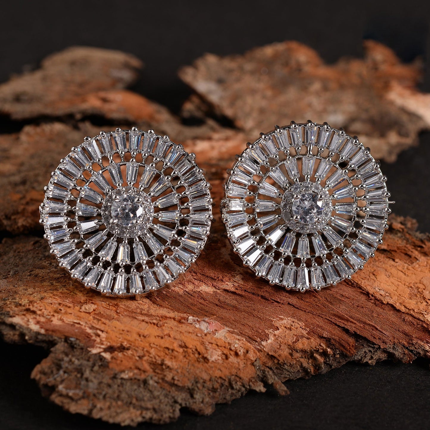 Lunaline- Stone Studded Zirconia Stud Earrings