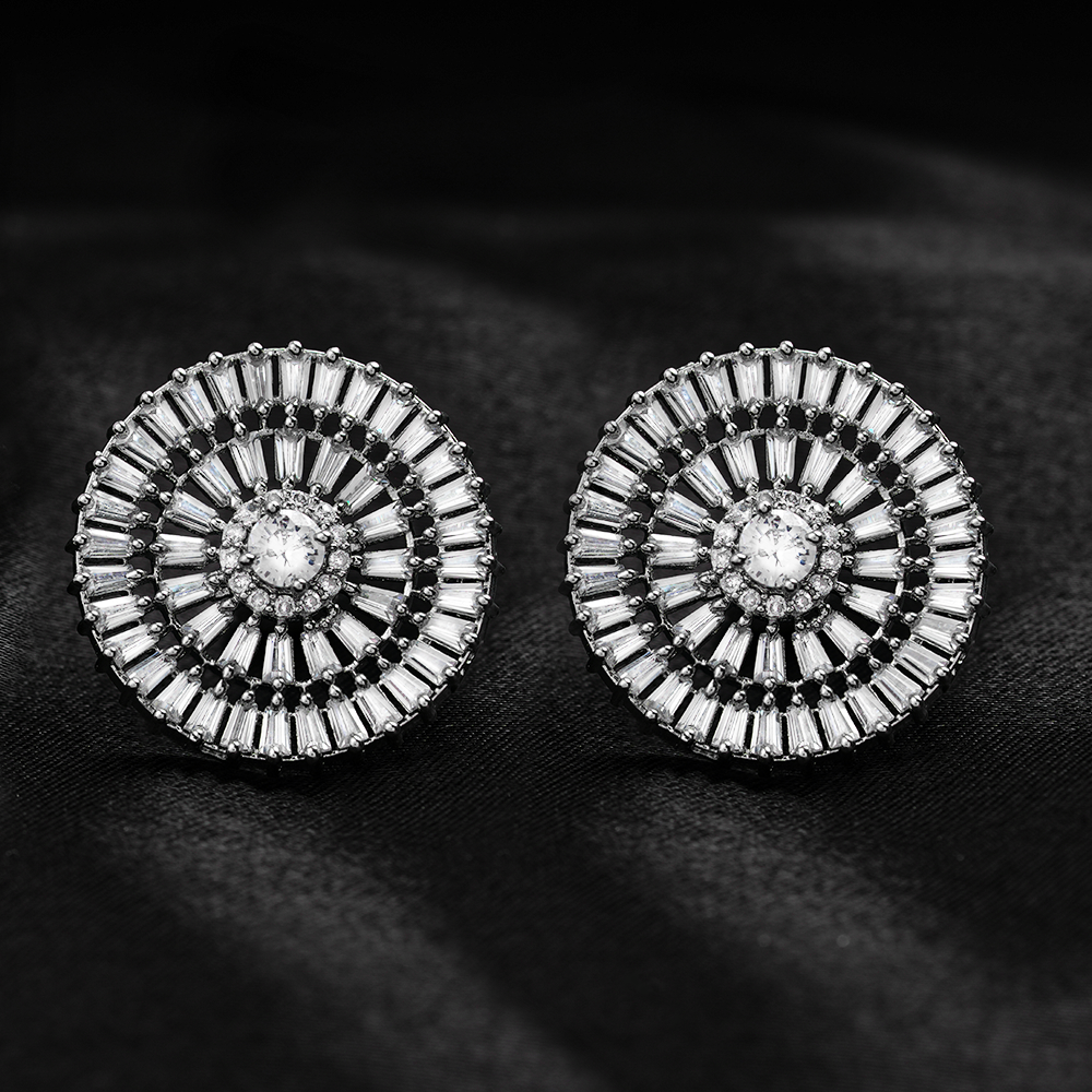 Lunaline- Stone Studded Zirconia Stud Earrings