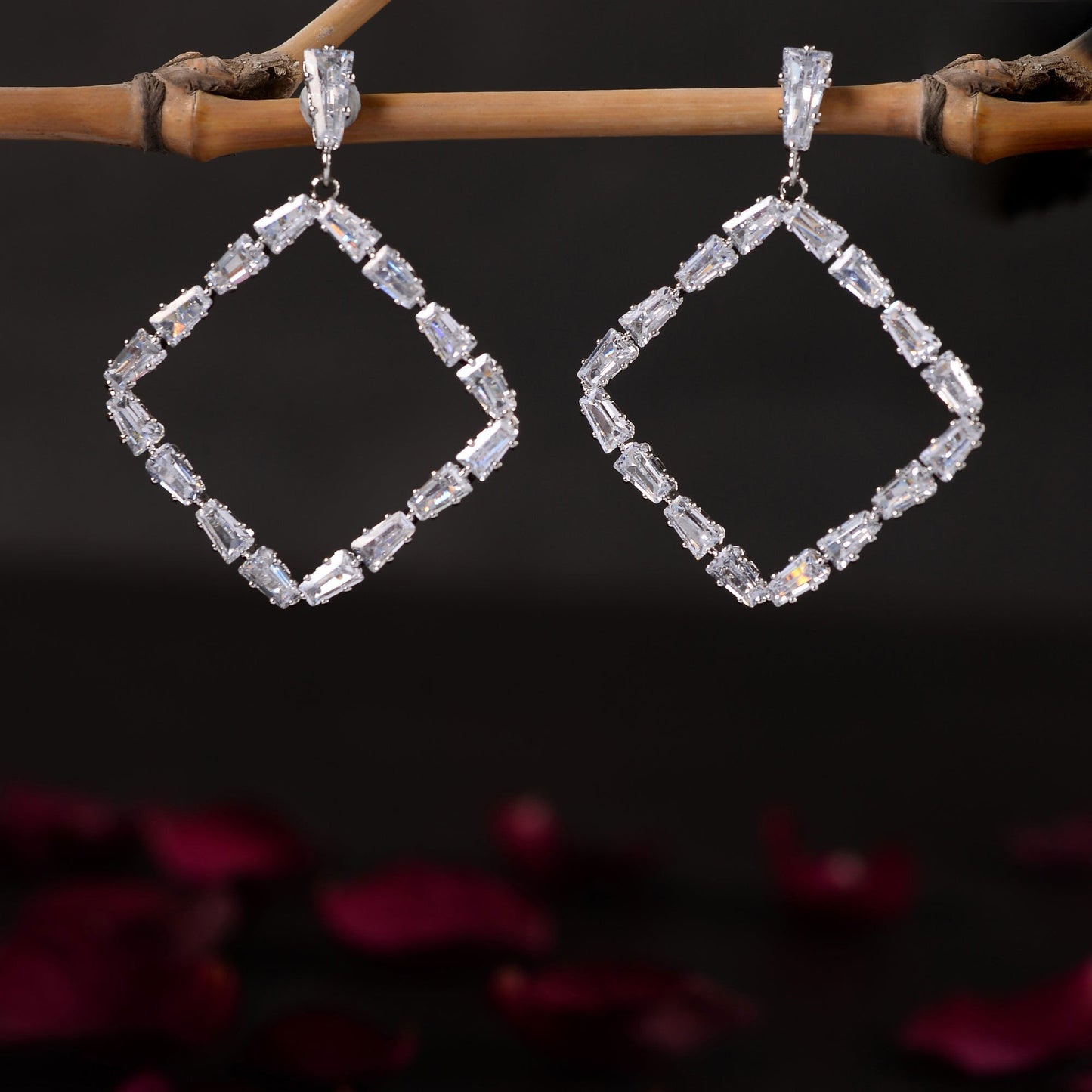 Glowria Star- Stone Studded Zirconia Dangler Earrings
