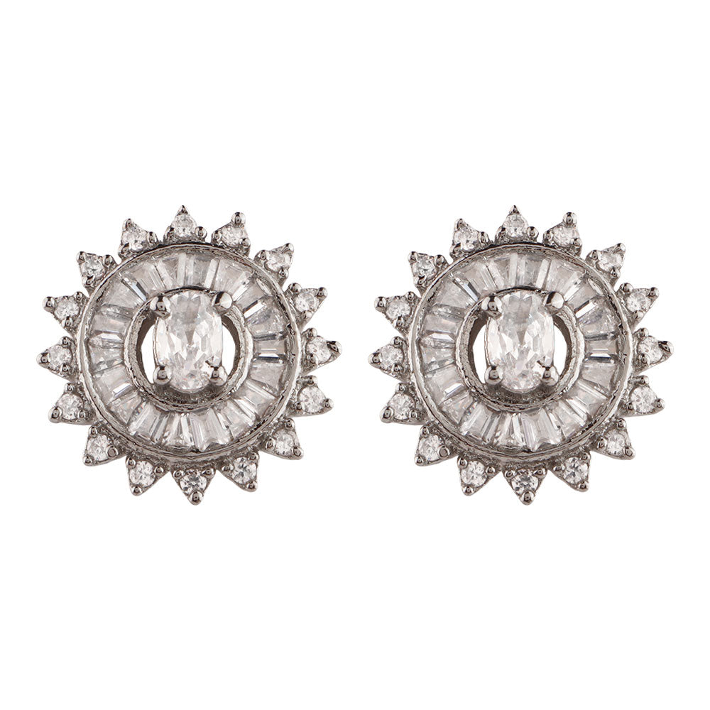 Selunara- Stone Studded Zirconia Stud Earrings