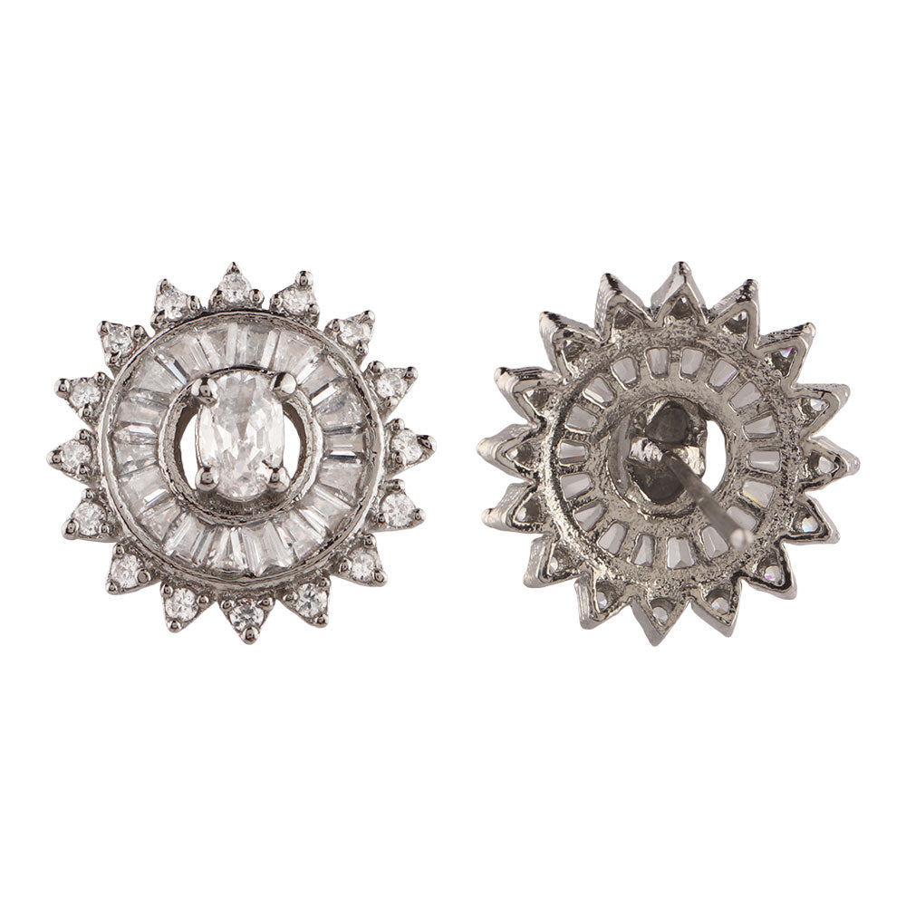 Selunara- Stone Studded Zirconia Stud Earrings