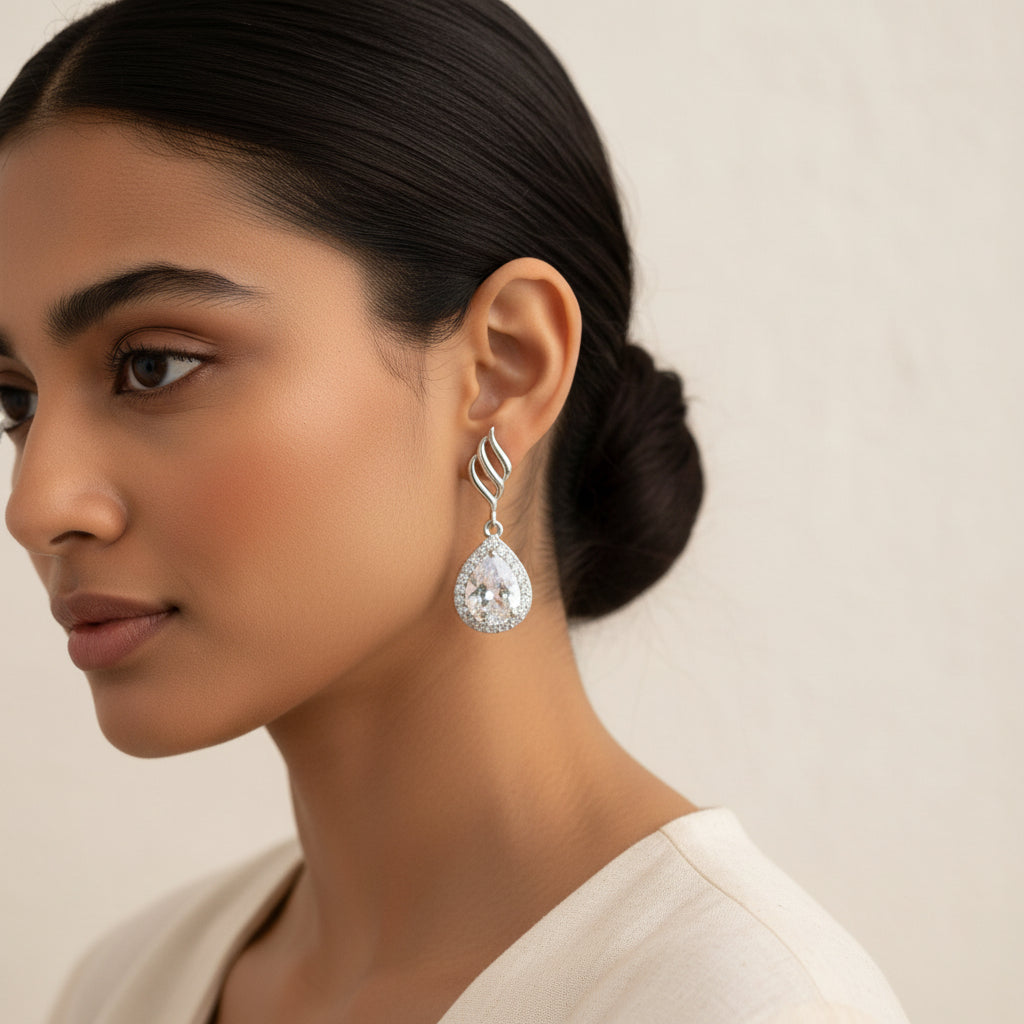 Moonthera- Stone Studded Zirconia Dangler Earrings