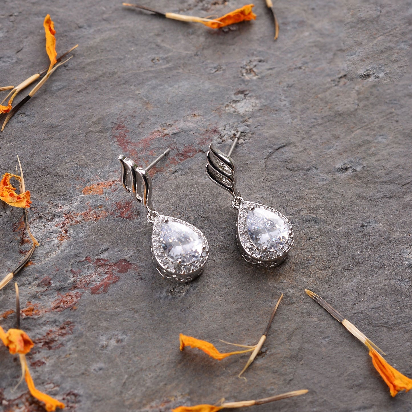 Moonthera- Stone Studded Zirconia Dangler Earrings