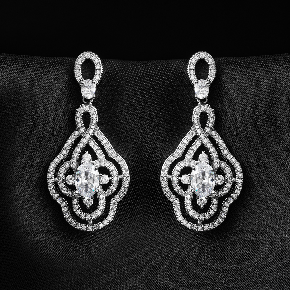 Luminya- Stone Studded Zirconia Dangler Earrings