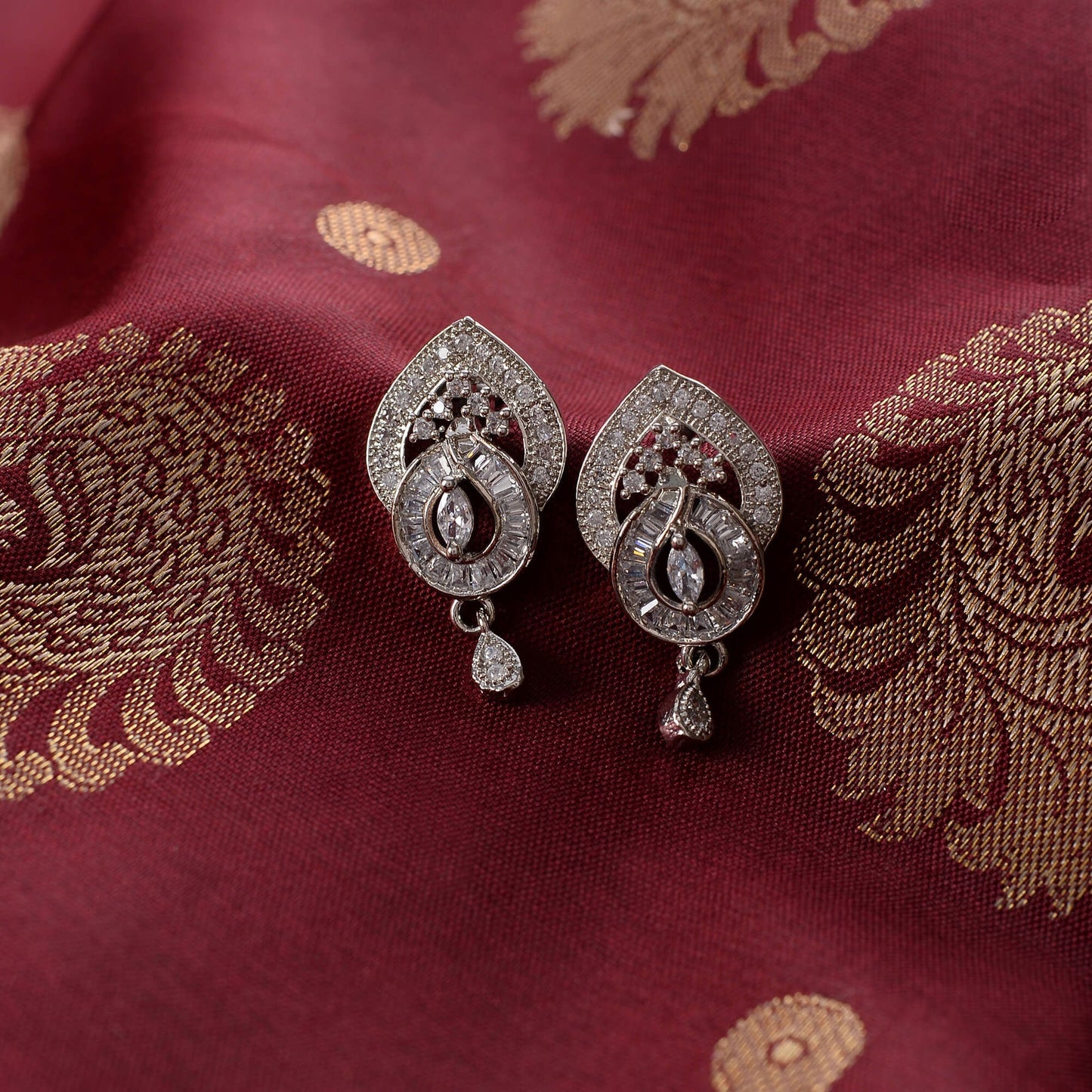 Astrylia- Stone Studded Zirconia Dangler Earrings