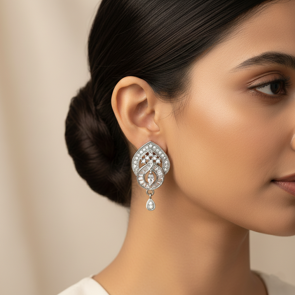 Astrylia- Stone Studded Zirconia Dangler Earrings