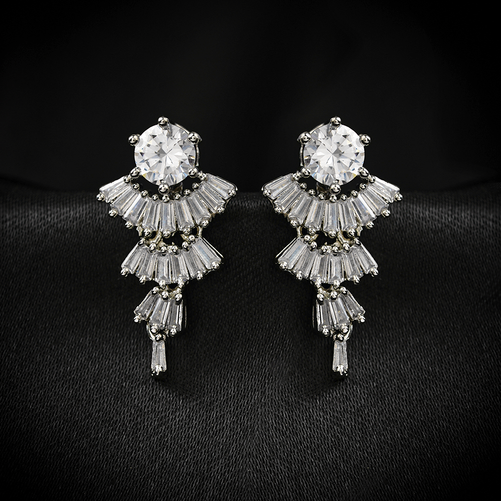 Nebulisse- Stone Studded Zirconia Dangler Earrings