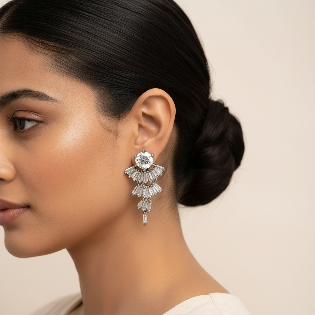 Nebulisse- Stone Studded Zirconia Dangler Earrings