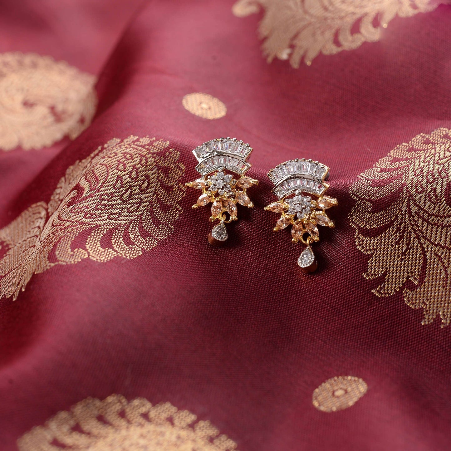 Cosmielle- Stone Studded Zirconia Dangler Earrings